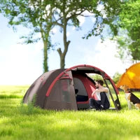 Tenda da Campeggio da 2-4 Persone con Stanze Separate, Impermeabile con Doppie Porte, Grigio