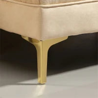 Panca Fondo Letto Imbottita con Rivestimento Trapuntato in Tessuto Effetto Velluto, 118x45x42 cm, Beige