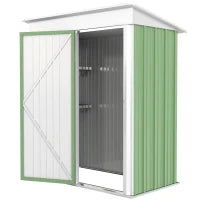 Casetta da Giardino Porta Attrezzi in Acciaio con Porta Bloccabile, 161x95x163/181cm, Verde