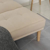 Divano Letto 3 Posti con Schienale Regolabile su 3 Livelli, 2 Cuscini e Braccioli Rimovibili, Beige, 185x84x85cm