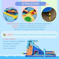 Castello Gonfiabile per Bambini 3-8 Anni con Gonfiatore, Scivolo, Piscina e Parete da Arrampicata