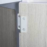 kleankin Mobile Sottolavabo Bagno con Armadietto e Ripiano Aperto, 60x30x62cm, Grigio e Legno Naturale