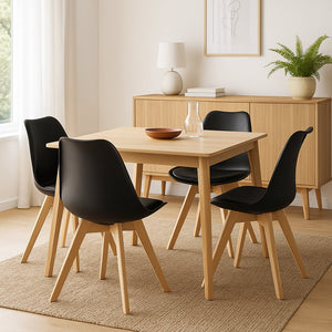 Set 4 sedie con gambe legno stile nordico Candice