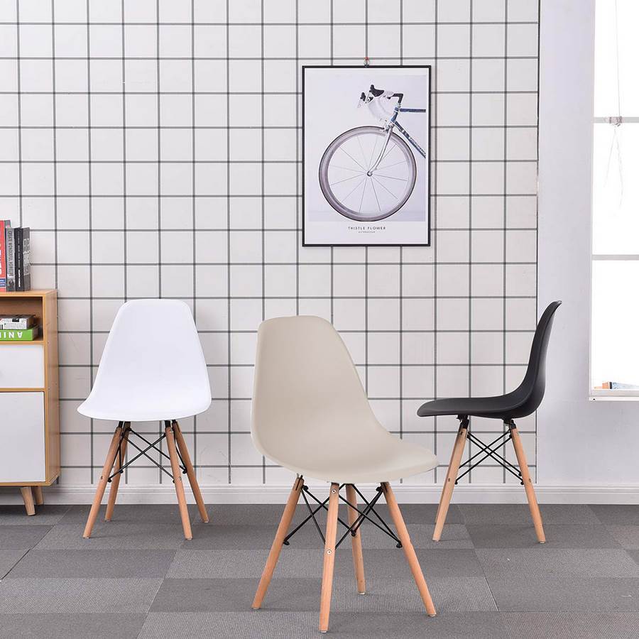 Set 4 sedie scandinave khaki con gambe in legno modello Ester