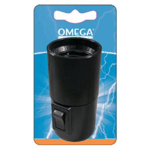 PORTALAMPADE E27 IN BAKELITE CON INTERRUTTORE LISCIO NERO