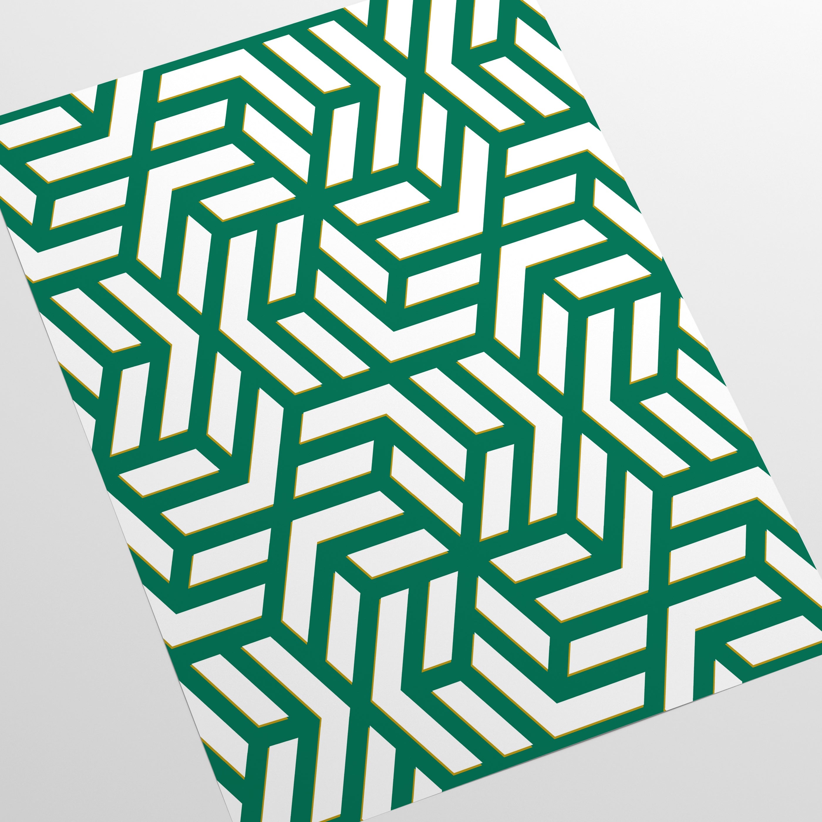 Carta da Parati Geometrica Verde Carta Vegana 250x200cm 5,5mq 