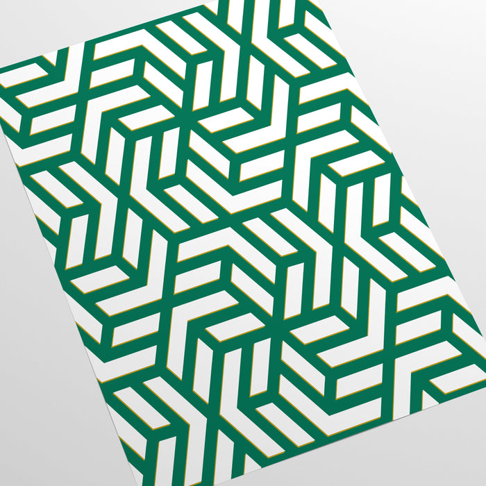 Carta da Parati Geometrica Verde Carta Vegana 250x200cm 5,5mq 