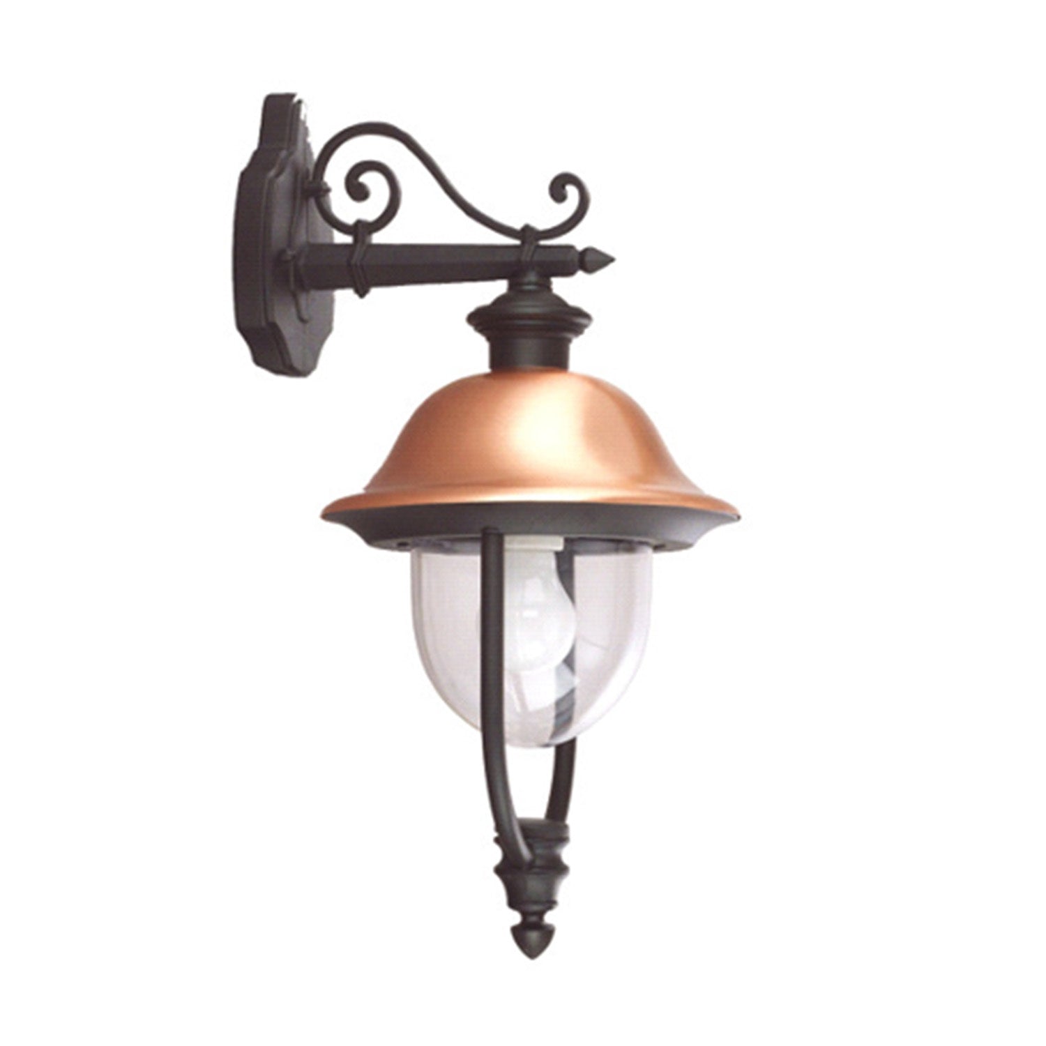 Applique Esterno Tatum Alluminio Nero Rame Giu' 1 Luce E27 Ip44