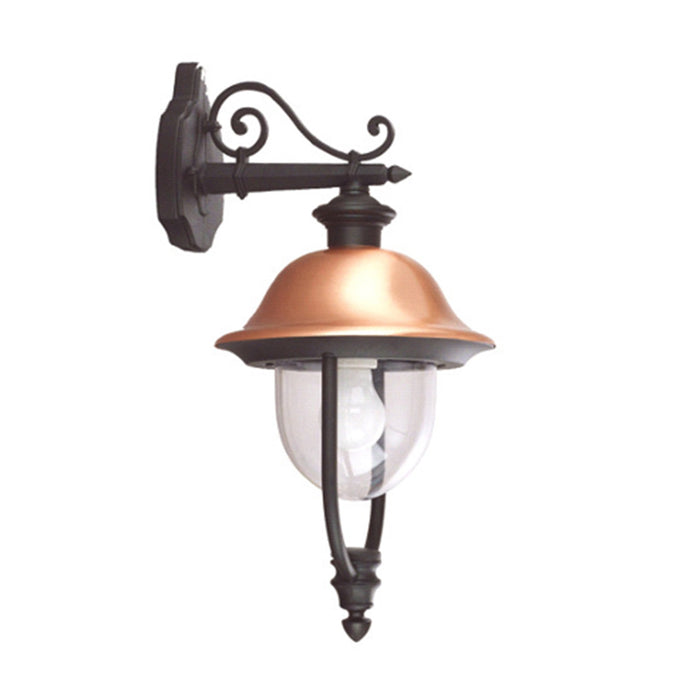Applique Esterno Tatum Alluminio Nero Rame Giu' 1 Luce E27 Ip44