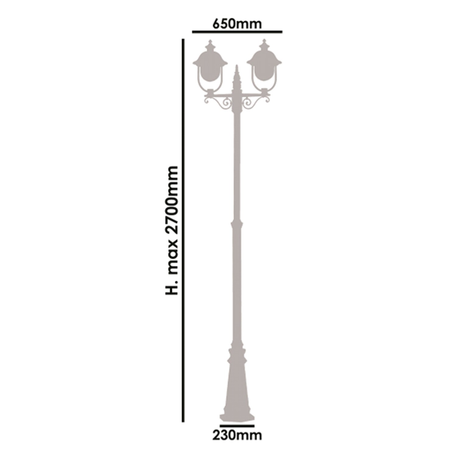 Palo Esterno Classico Tatum Alluminio Nero Rame 2 Luci E27 Ip44