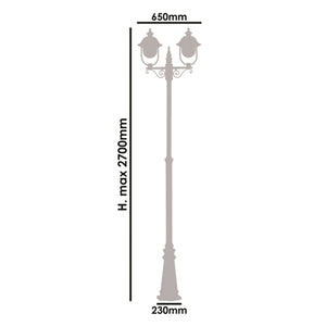Palo Esterno Classico Tatum Alluminio Nero Rame 2 Luci E27 Ip44