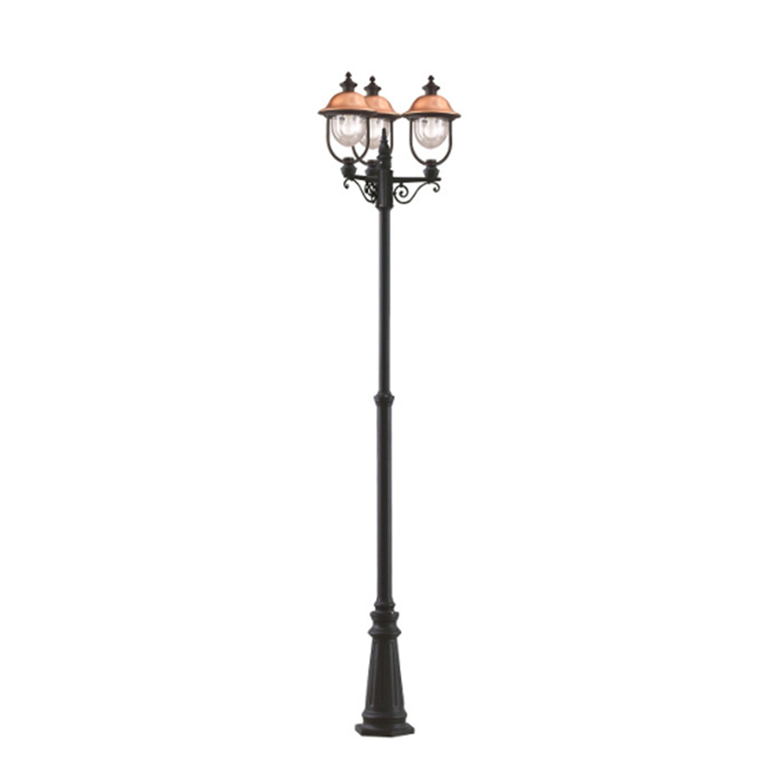 Palo Esterno Classico Tatum Alluminio Nero Rame 3 Luci E27 Ip44