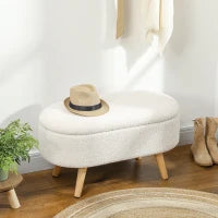 panca con vano portaoggetti e coperchio, sgabello per ingresso, salotto, camera da letto, legno, rivestimento in tessuto, Bianco