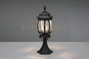 ELVO PALO SEGNAVIALI DA ESTERNO BOMBATO FUSIONE DI ALLUMINIO NERA E VETRO TRASPARENTE H. 49CM IP44 1 LUCE ATTACCO E27