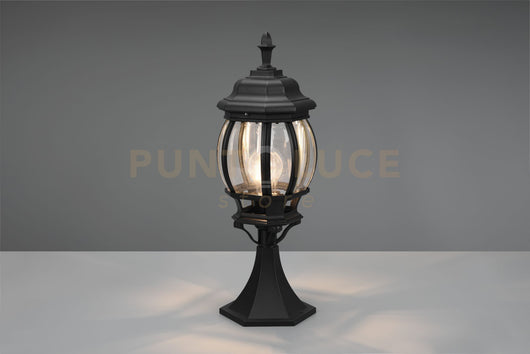 ELVO PALO SEGNAVIALI DA ESTERNO BOMBATO FUSIONE DI ALLUMINIO NERA E VETRO TRASPARENTE H. 49CM IP44 1 LUCE ATTACCO E27