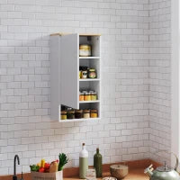 Armadietto Bagno a Muro con Mensole Regolabili e Ripiano Aperto in Legno e MDF,  40x27x77 cm, Bianco