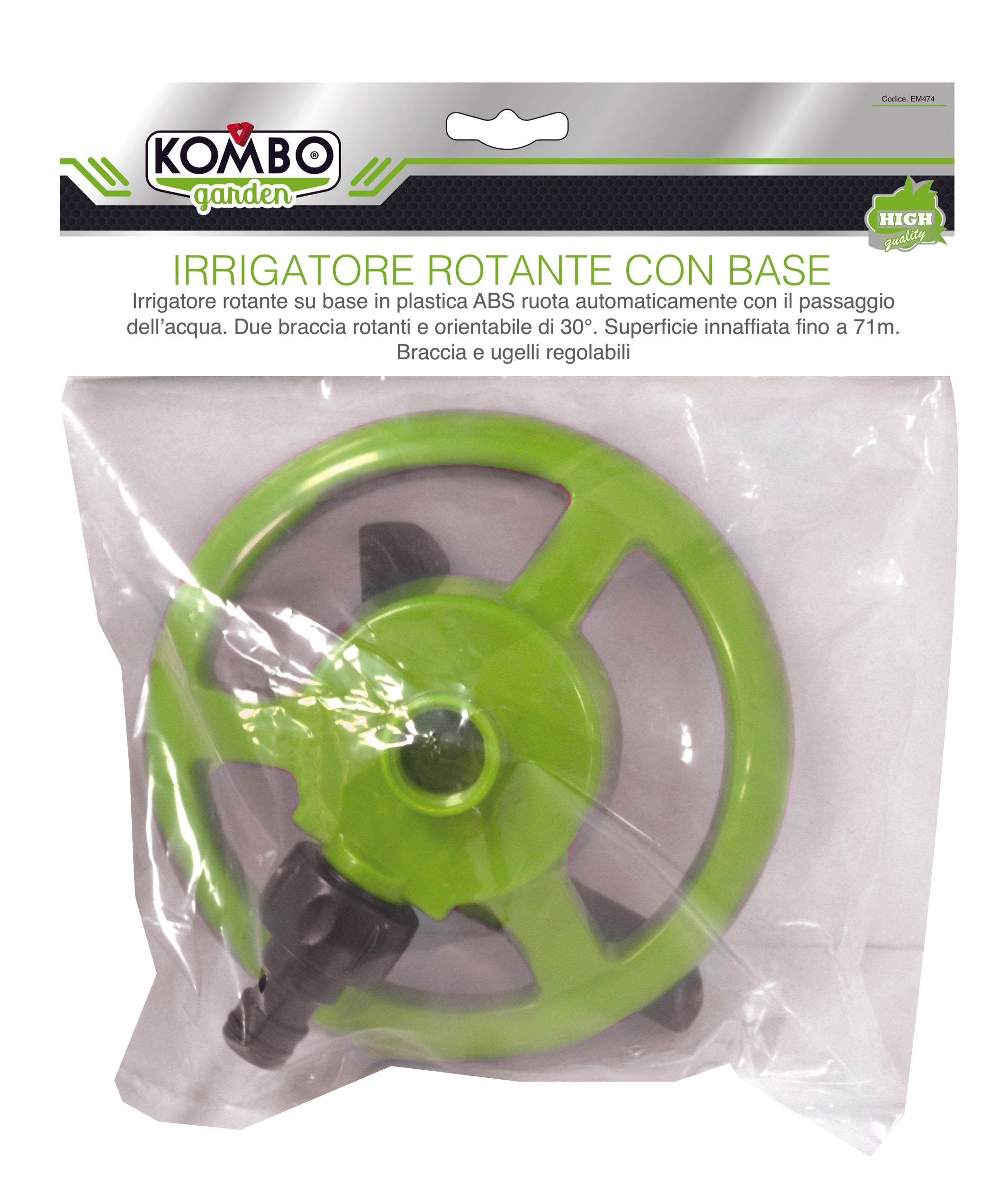 Irrigatore rotante 3 braccia su base in ABS. braccia rotabili di