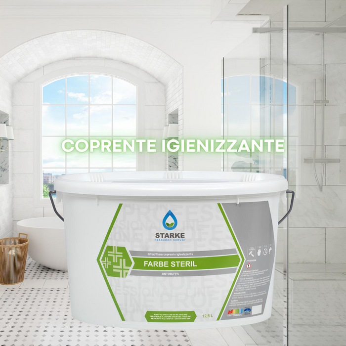 Farbe steril pittura coprente igienizzante antimuffa opaca permeabile vapore *** formato 12.5 lt, confezione 1