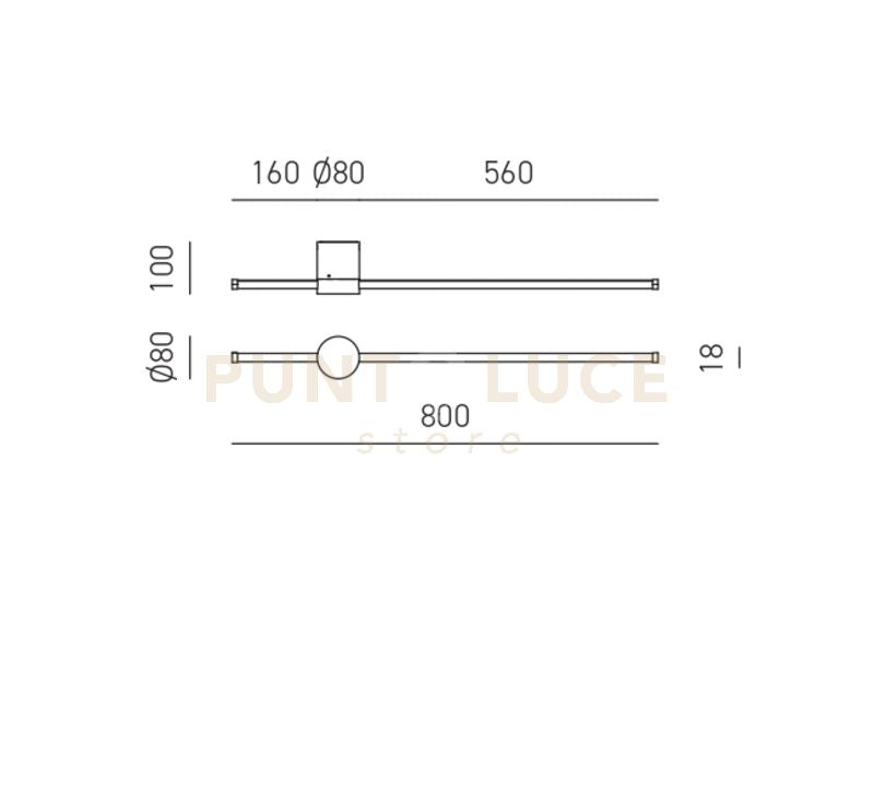 ENILA A - APPLIQUE A PARETE ORO A LED 3000K 1320LM 20W DIMMERABILE 80CM