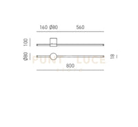 ENILA A - APPLIQUE A PARETE ORO A LED 3000K 1320LM 20W DIMMERABILE 80CM