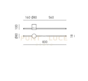 ENILA A - APPLIQUE A PARETE ORO A LED 3000K 1320LM 20W DIMMERABILE 80CM