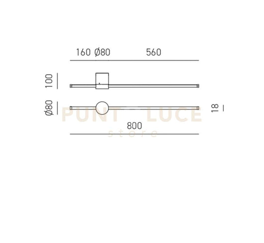 ENILA A - APPLIQUE A PARETE ORO A LED 3000K 1320LM 20W DIMMERABILE 80CM