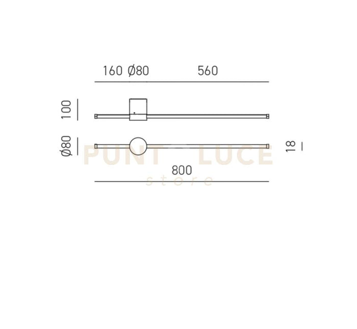 ENILA A - APPLIQUE A PARETE ORO A LED 3000K 1320LM 20W DIMMERABILE 80CM
