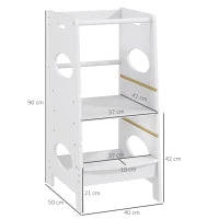 Torre Montessoriana per Bambini 3-6 Anni con Altezza Regolabile in MDF, 40x50x90cm, Grigio
