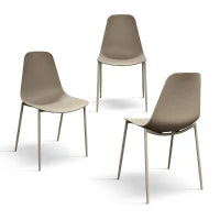 PAZZO DESIGN Sedia Alix tortora set da 4 sedie in Polipropilene e gambe metallo