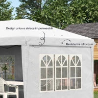 Gazebo da esterno bianco con Finestre Regolabile in Altezza e tende Removibili 5.9x3x2.7m