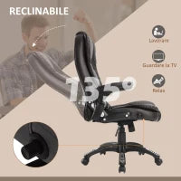 Poltrona Massaggiante da Ufficio ad Altezza Regolabile con 6 Punti Massaggianti, in PU, 62x68x111-121 cm, Marrone