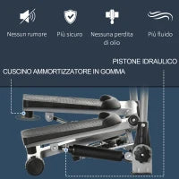 Stepper Fitness con Maniglia e Bande Elastiche, Stepper con Monitor LCD per Allenamento a Casa e Palestra, Argento