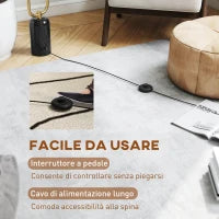 Lampada da Terra a U con 2 Luci, Interruttore a Pedale e Base in Marmo, 26x12x150 cm, Bianco Nero e Oro