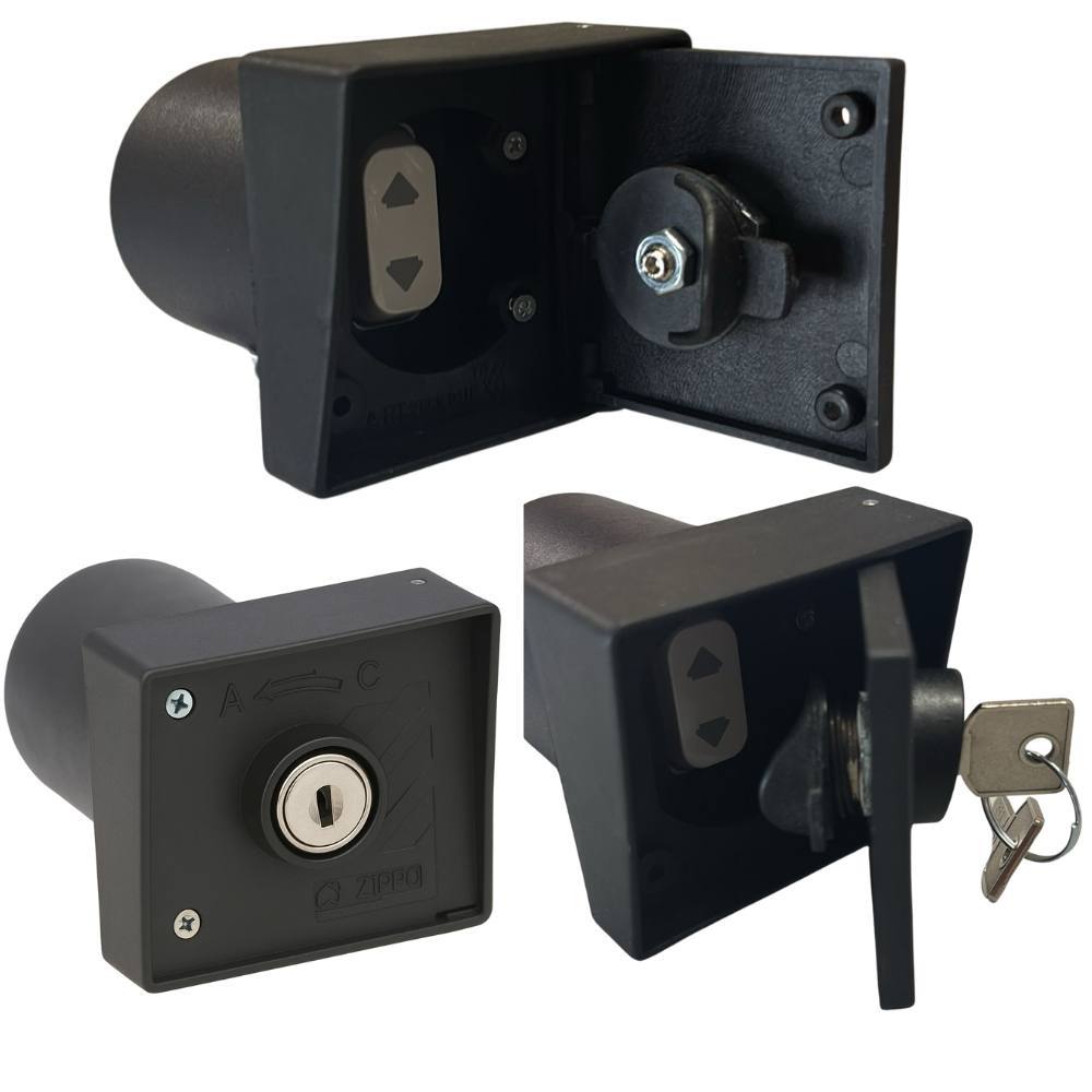 Zippo selettore apri/chiudi da incasso con serratura in nylon grigio scuro