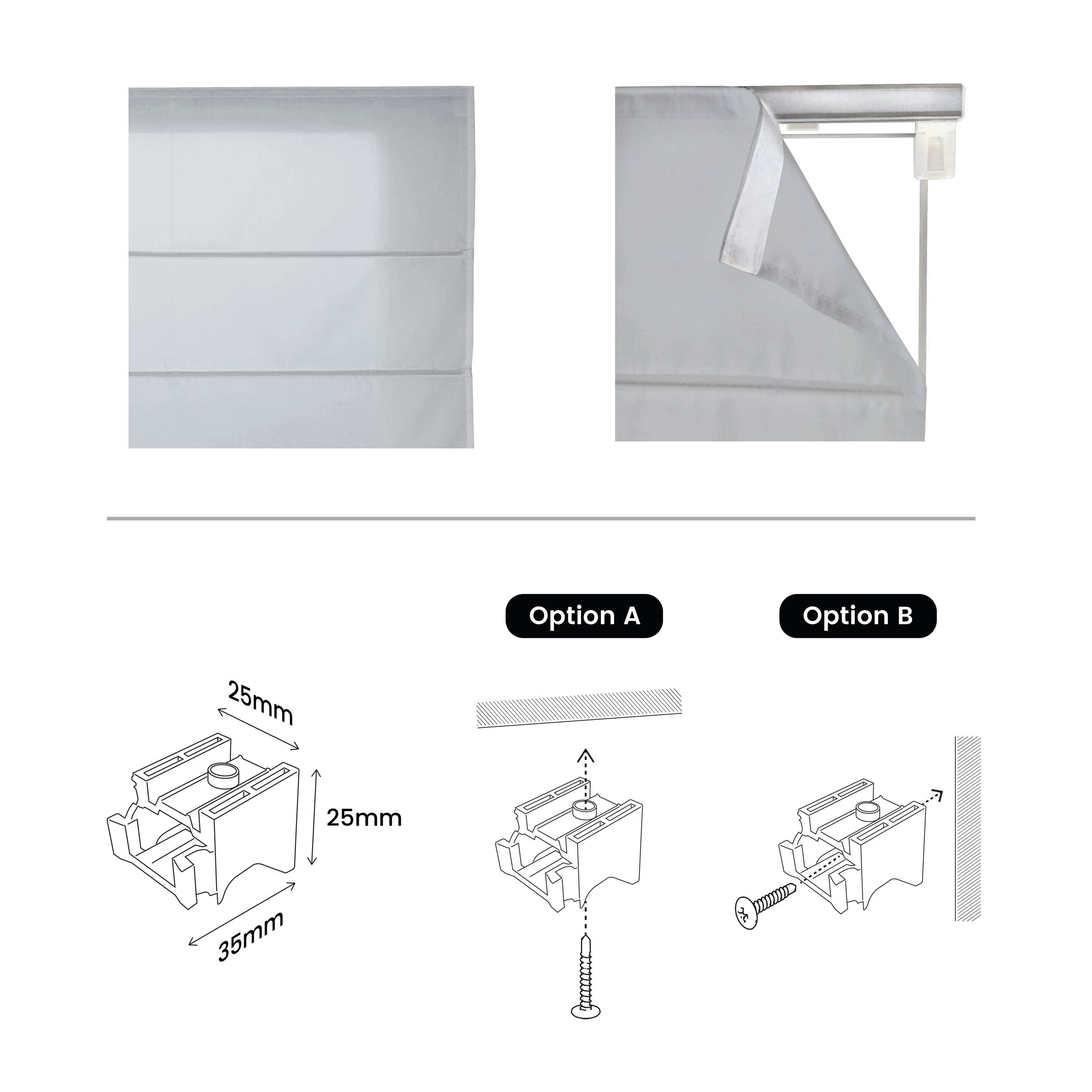 Tenda a Pacchetto Con Aste, Traslucida Per Finestre e Porte Grigio 120x250 cm
