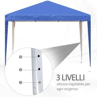 Gazebo Struttura in Acciaio Pieghevole Rivestimento Tessuto Oxford Blu 3x3m