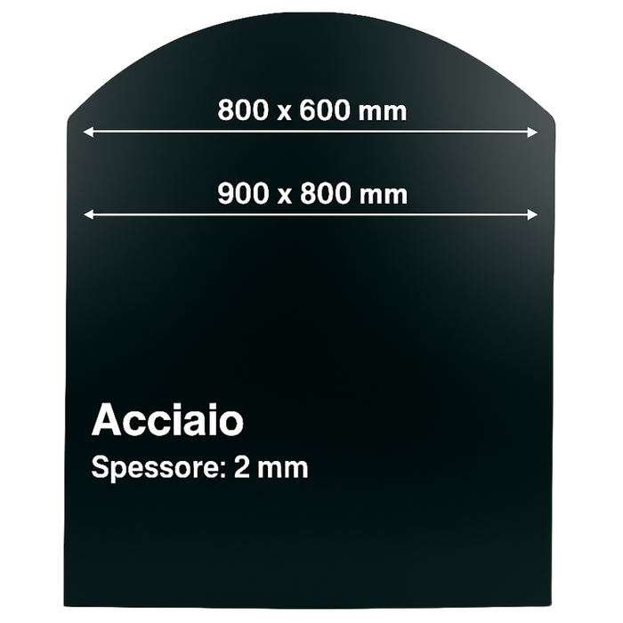 Pedana salva pavimento in lamiera stufa a pellet protezione cenere fuliggine *** misure 900 x 800 mm (tonda), confezi...