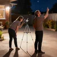 Telescopio Astronomico 70mm con 2 Lenti Oculari e Adattatore Smartphone, 80x80x135 cm, Bianco e Nero
