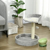 Tiragraffi per Gatti con Lettini, Corda in Juta e Peluche, 41x41x44 cm, Grigio Chiaro