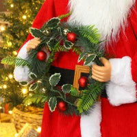 Statuetta di Babbo Natale in piedi, con attivazione vocale, musica festosa, braccia flessibili, 110 cm, rosso
