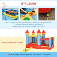 Castello Gonfiabile Gigante e Rimbalzante per Bambini 3-8 Anni con Scivolo, Piscina e Canestro, 280cmx260cmx210cm