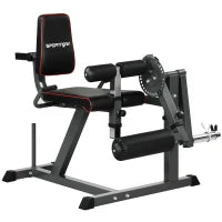 Calf Machine con Schienale e Cuscinetti Regolabili, in Acciaio, Plastica ed EVA, 100x90x105 cm, Grigio e Nero