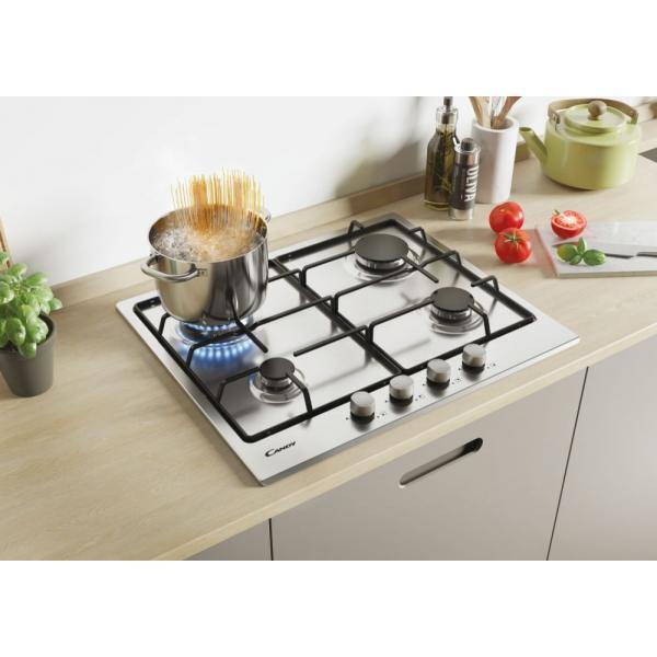 Piano Cottura A Gas Candy CHW6BR4WX Collezione Smart 4 Fuochi (L59,5xP51) Acciaio Inox
