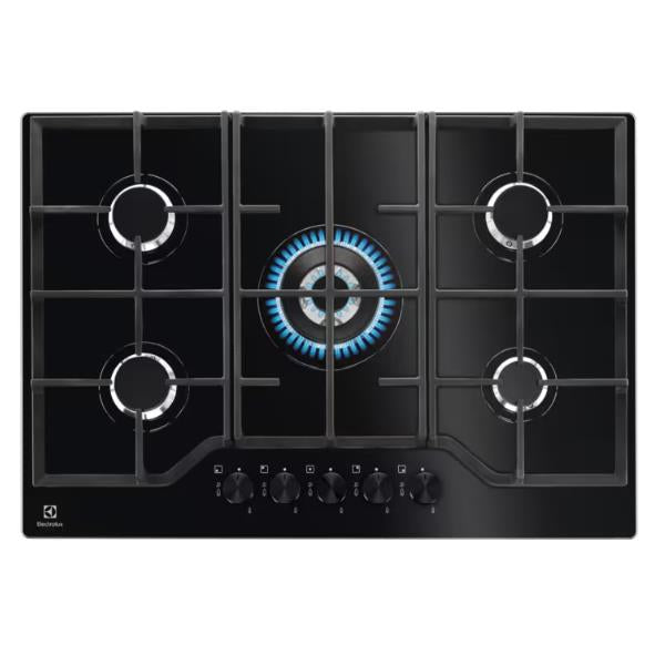 Piano Cottura A Gas Electrolux EGG7536K 5 Fuochi (L74xP51) Vetro Temperato Nero