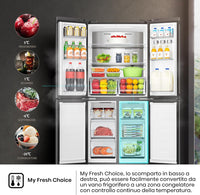 Frigorifero Multidoor 4 porte A Libera Installazione Hisense RQ5P470SAFE 483 Litri Classe E (A178,5xL79,4xP69,8) Total No Frost Nero