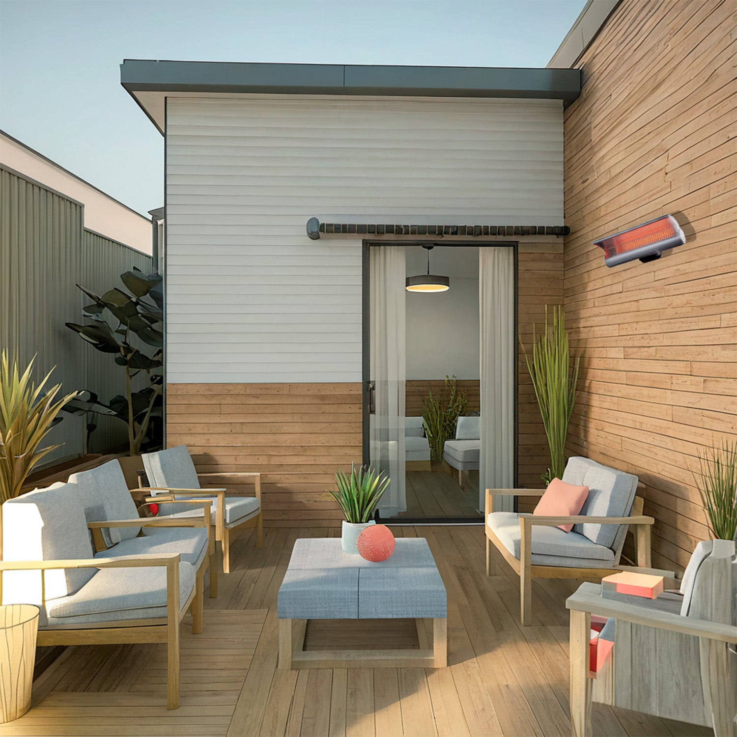 Mpc Estepona 2000w Riscaldatore Riflettente Parete Con Telecomando 2000w Grigio Con Telecomando Ottimo Anche Come Diffusore Di Calore a Parete Protetto Contro i Getti Dacqua Ip65