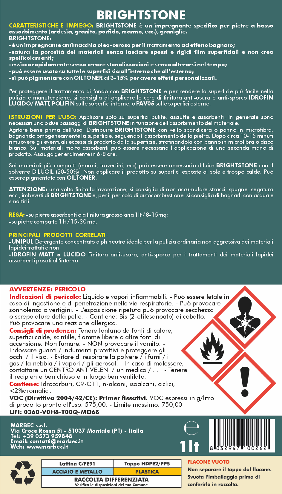 Impregnante BRIGHTSTONE   1LTx6Pz