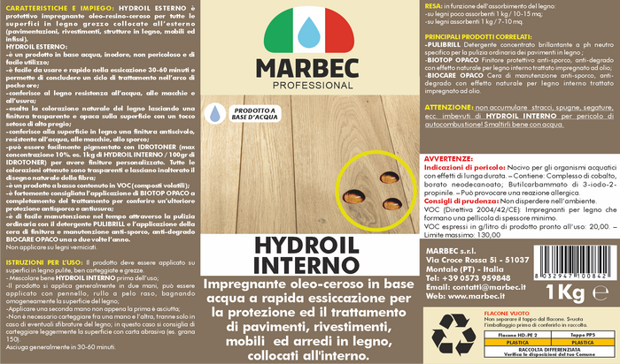 Impregnante per legno HYDROIL INTERNO   1KG