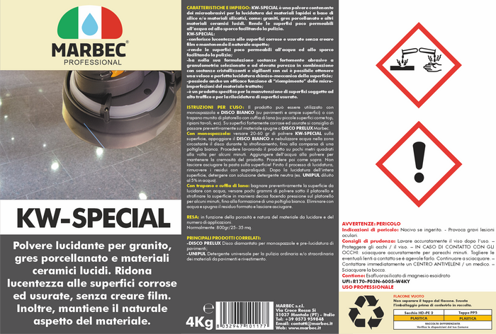 Lucidante in polvere per gres porcellanato e granito KW-SPECIAL   4KG