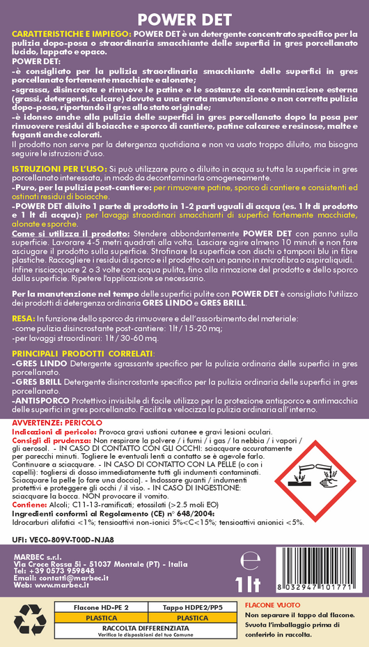 Come pulire il gres porcellanato POWER DET   1LTx6Pz